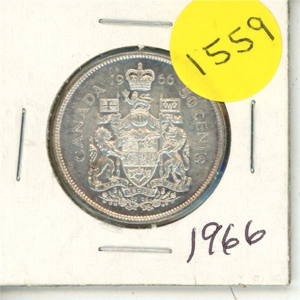 1966 Canada Silver 50 cent Coin.