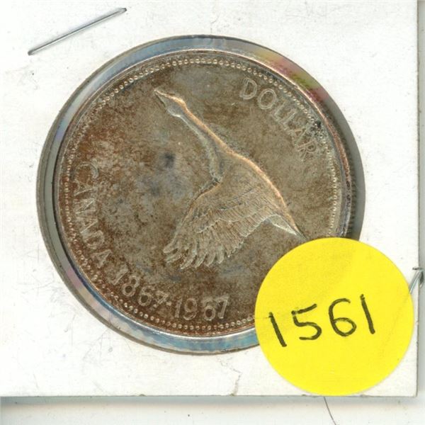 1967 Canada Silver One Dollar Coin.