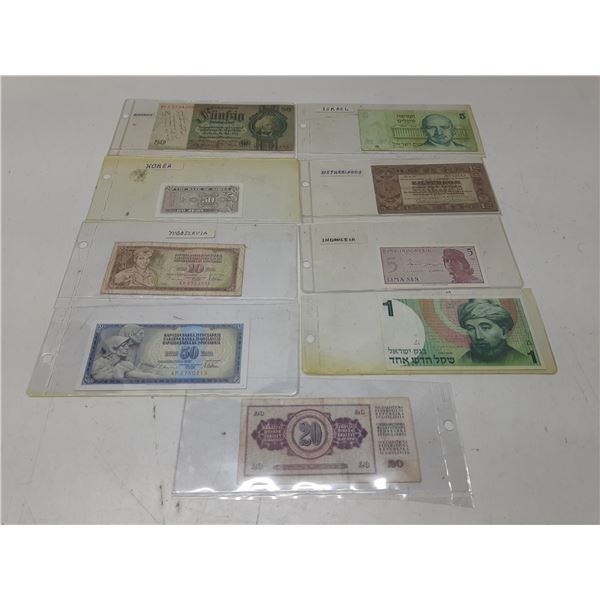 Lot of 9 Foreign Currency Banknotes.