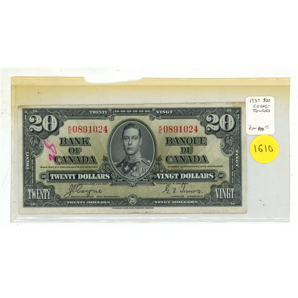 1937 Canadian Twenty Dollar.
