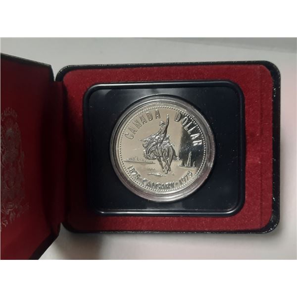 1975 Canadian Silver Dollar coin, issued by the Royal Canadian Mint to commemorate the centennial of