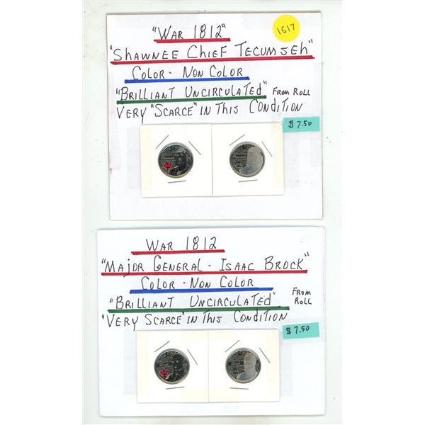 "War of 1812" Colour and Uncolored Coins.