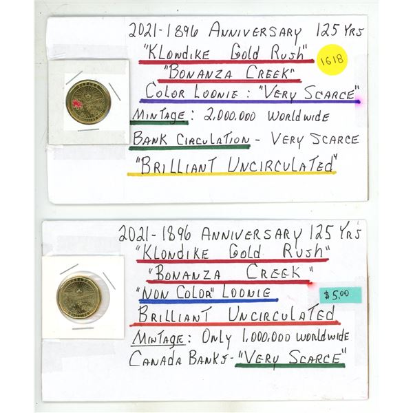 2021 Canadian one-dollar coins ("Loonies") commemorating the 125th anniversary of the Klondike Gold 