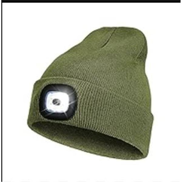 BK LED Toque Deluxe Collection Green Hat with LED Light Olive Green