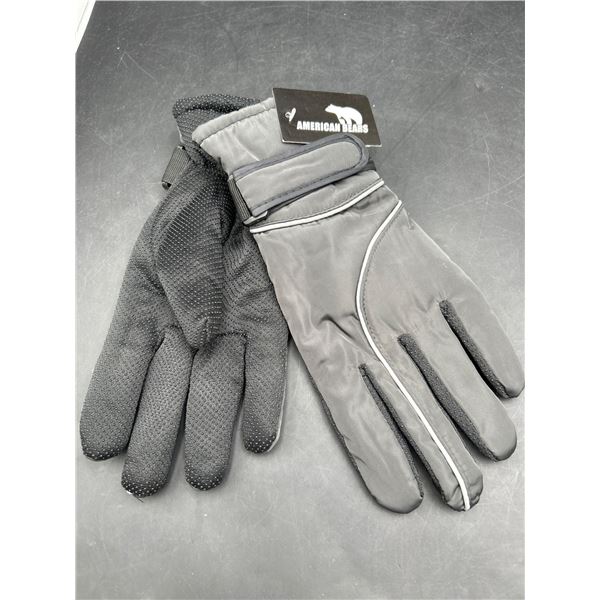 American Bears Gloves With Adjustable Strap and Grip Texture Grey/Black