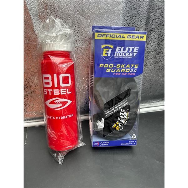 BioSteel Hydration Bottle and Elite Hockey Pro-Skate Guard 2.0 Combo