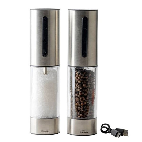 Trudeau One-Touch Electric Salt and Pepper Mills, Rechargeable