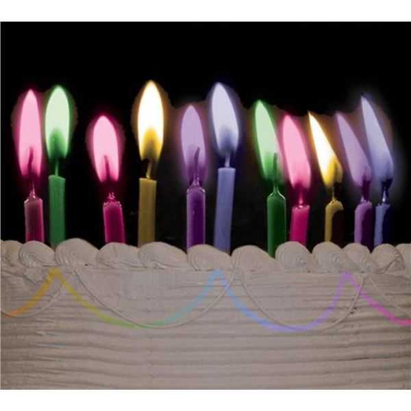 Samrok Colorflame Birthday Candles, 6 Packs of 12 Pieces Each