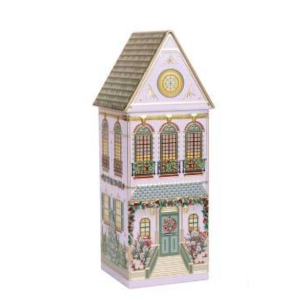 Collectible Christmas-Themed Decorative Tin in House Design