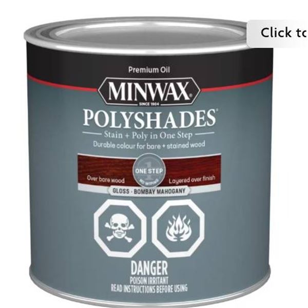 Minwax PolyShades Bombay Mahogany Gloss Stain and Polyurethane, 236ml x 4