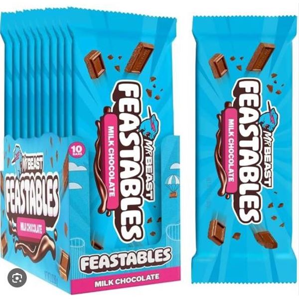 MrBeast Feastables Milk Chocolate Bars, 10 x 60g, 600g Net Weight