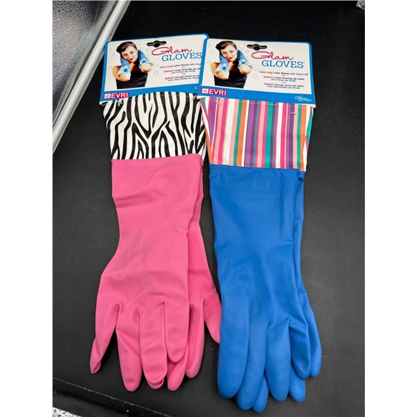 Evri Glam Gloves Set – Pink & Blue with Zebra and Stripe Patterns