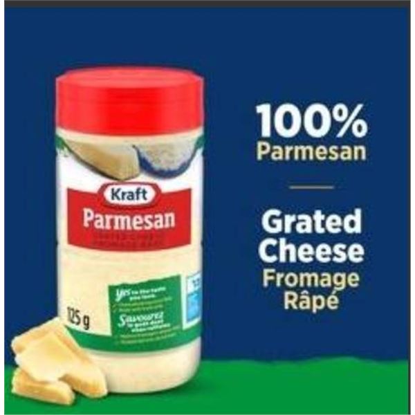 Lot of 3 Kraft Grated Parmesan Cheese 125g Containers