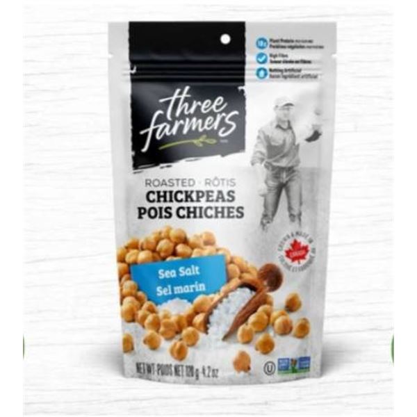 Three Farmers Roasted Chickpeas – Sea Salt – 12 x 120g Packs