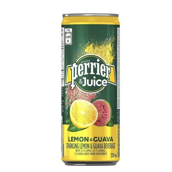 12 Cans of Perrier & Juice Lemon Guava – 330ml Each