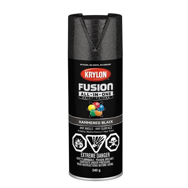 Krylon Fusion All-in-One Spray Paint in Hammered Black – Set of 3 x 340g