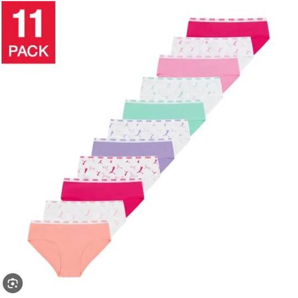 Puma Girl’s Bikini 11-Pack, Cotton Blend, Size Small