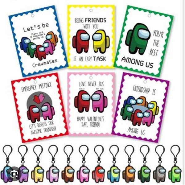 Among Us 24 Valentines Cards And Keychains Set