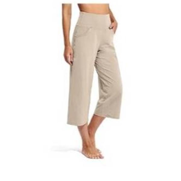 Promover Capri Pants for Women, Wide Leg Yoga Pants With Pockets, High Waist Casual Crop Lounge Pant