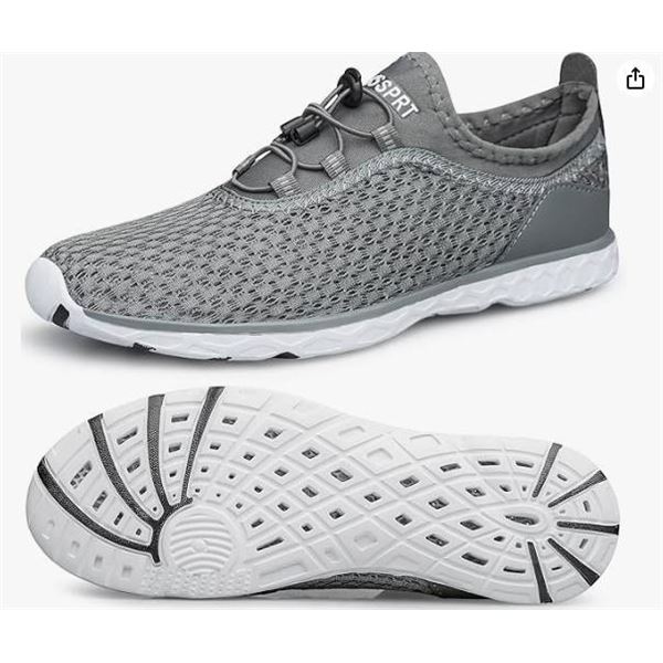 DOUSSPRT Men’s Water Shoes Quick Drying Sports Aqua Shoes – Dark Grey Size Men[x=#