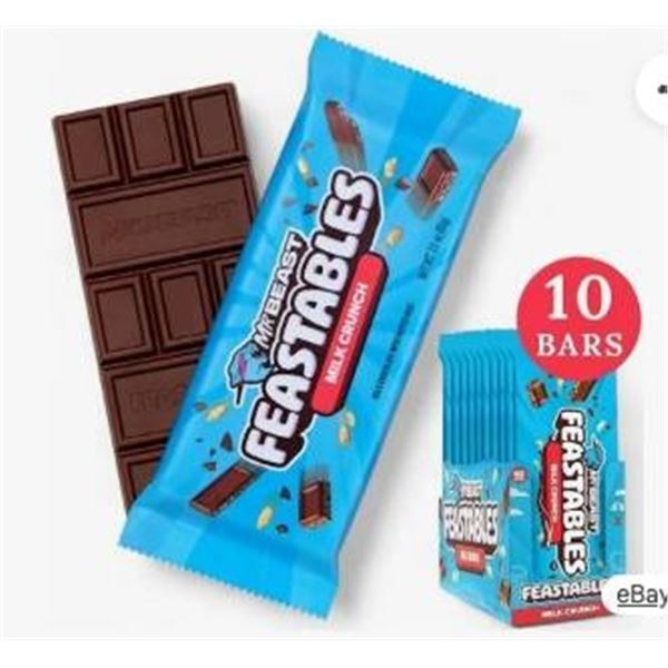 MrBeast Feastables Milk Crunch Chocolate Bars (10 x 60 g, 600 g Net)