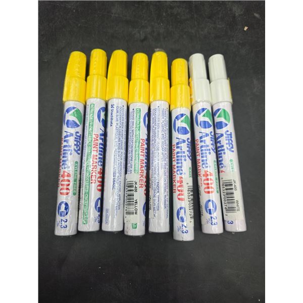 9 Uni Paint PX-400 Paint Markers in White and Yellow