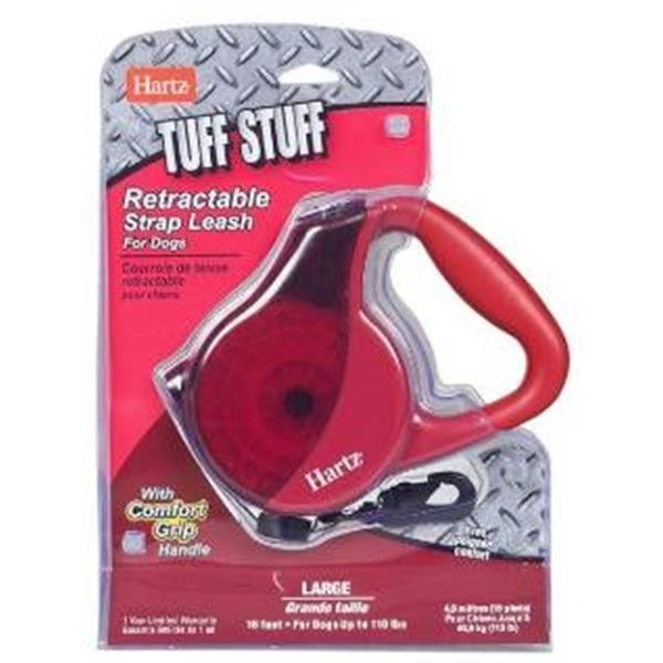 Hartz Tuff Stuff Retractable Strap Leash for Dogs, Large, Red ***OUT OF PACKAGE***