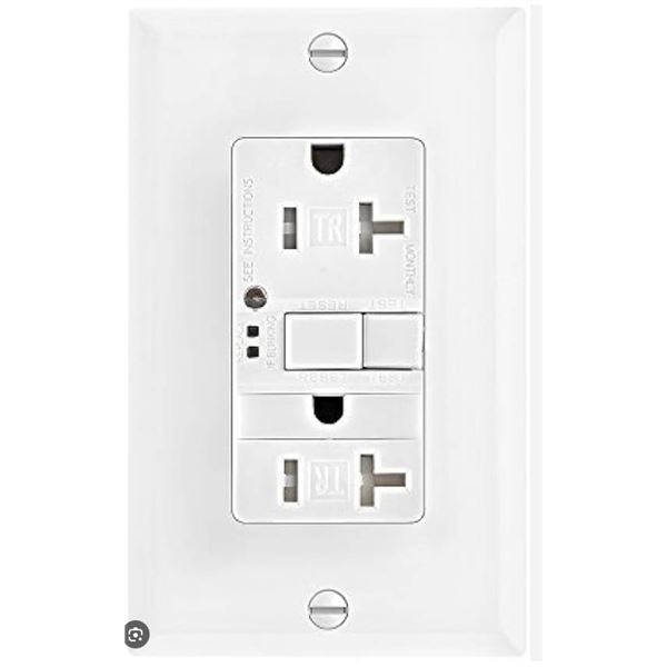 Eaton TRSGFNL20 20A GFCI Self-Test Tamper-Resistant Outlet with Nightlight