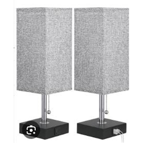 Fenmzee GY0601 Set of 2 Table Lamps (37.4cm, Pull Chain, Gray)