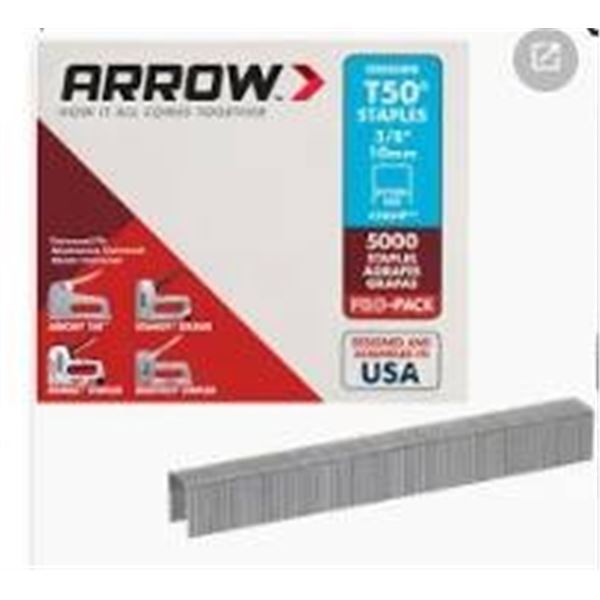 Arrow T50 Staples 3/8 inch (10mm) Pro-Pack 5000 Count #506IP