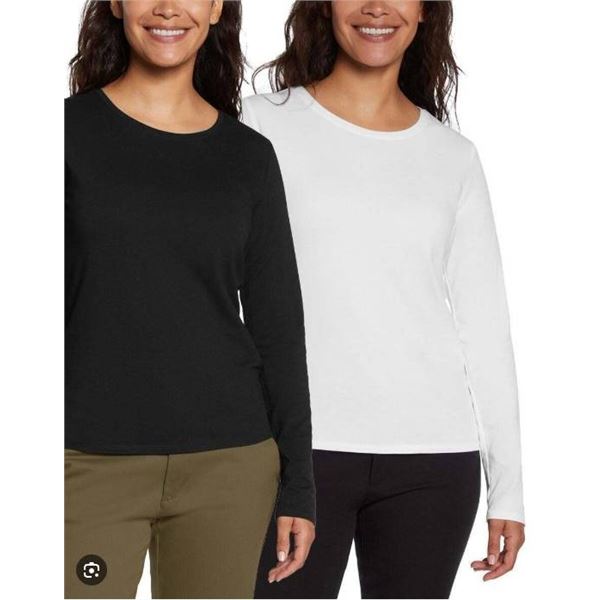 Banana Republic 2-Pack Long Sleeve Rib T-Shirt, Size L/G, White and Black