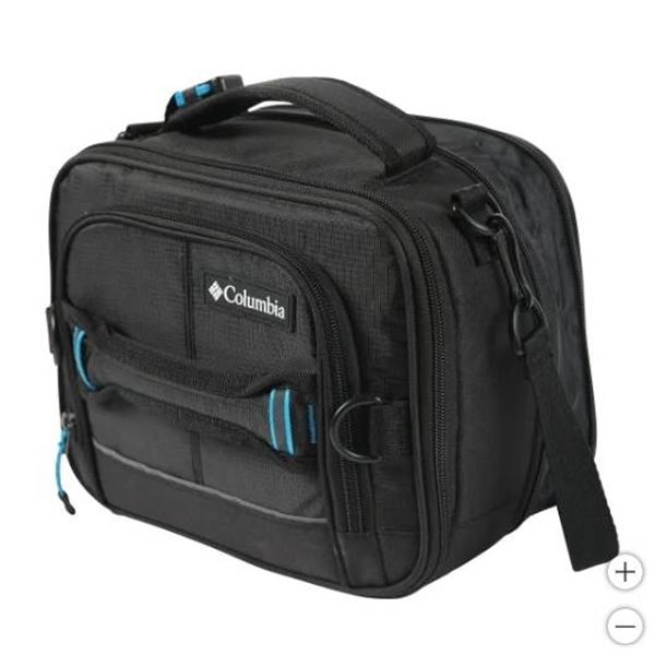 Columbia Black Lunch Bag with Multiple Compartments and Adjustable Strap