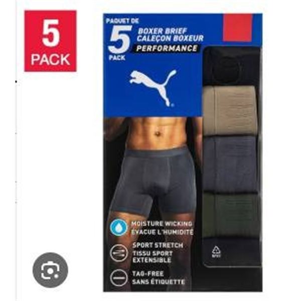 Puma Performance Boxer Brief 5 Pack XL – Moisture Wicking