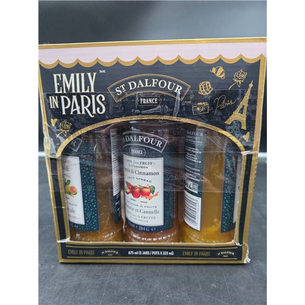 St. Dalfour 100 Percent Fruit Spread Set, Emily in Paris Edition, Apple Cinnamon, Orange and Fig fla