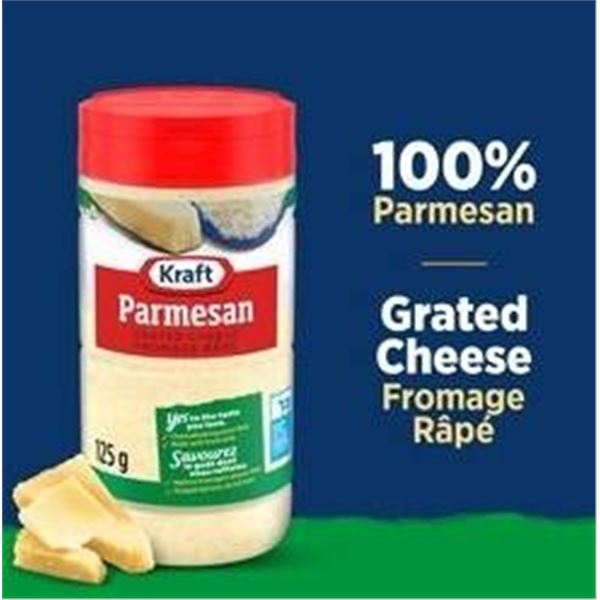 Three Kraft Parmesan Shaker Containers, 125g Each