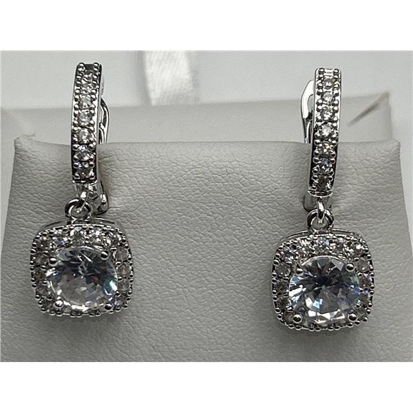Halo Cut 2.0 Carat Solitaires Drop Earrings Set