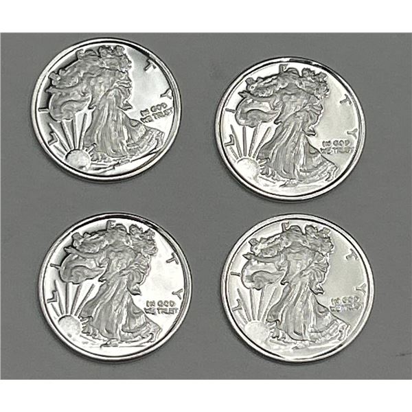Lot of 4 –  1-Gram Fine .999 Fine Silver Rounds with Liberty Design