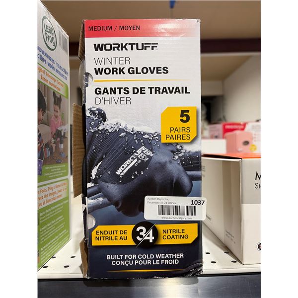 Worktuff Winter Work Gloves, Medium, 5 Pairs