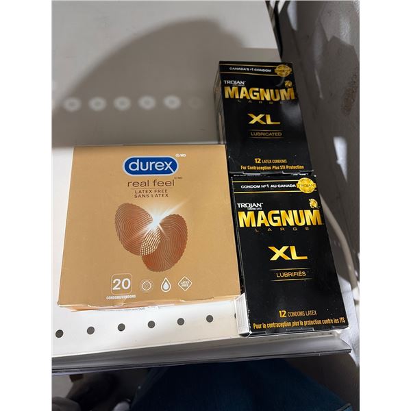 Lot of Durex Real Feel Latex-Free 20 Count and Trojan Magnum XL Lubricated 12 Count Condoms