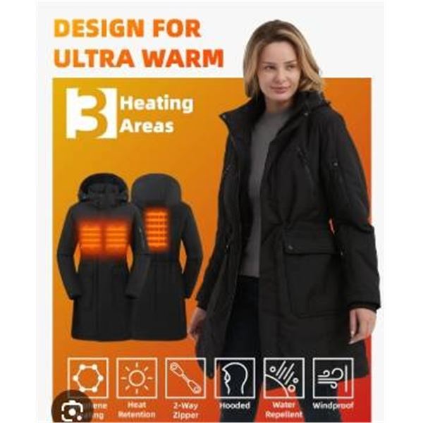 HEWINZE Women’s Heated Black Thermal Jacket – Size Large