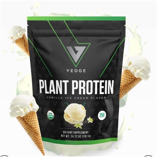 Vedge Plant Protein Powder, Vanilla Ice Cream Flavor, 701 g