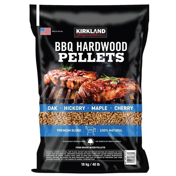 Kirkland Signature BBQ Hardwood Pellets, 18 kg (40 lb) Bag, Multi-Wood Blend