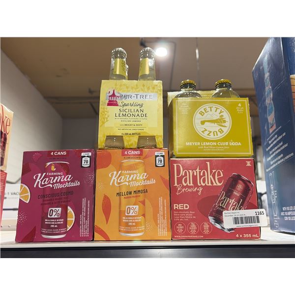 Lot of Assorted Non-Alcoholic Beverage Multi-Packs: Karma Mocktails, Partake Brewing, Betty Buzz, an