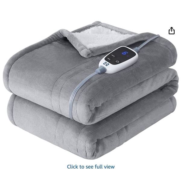 SEALY Electric Throw Blanket, Flannel & Sherpa Heated Throw with 6 Heating Levels & 2-10 Hours Auto 