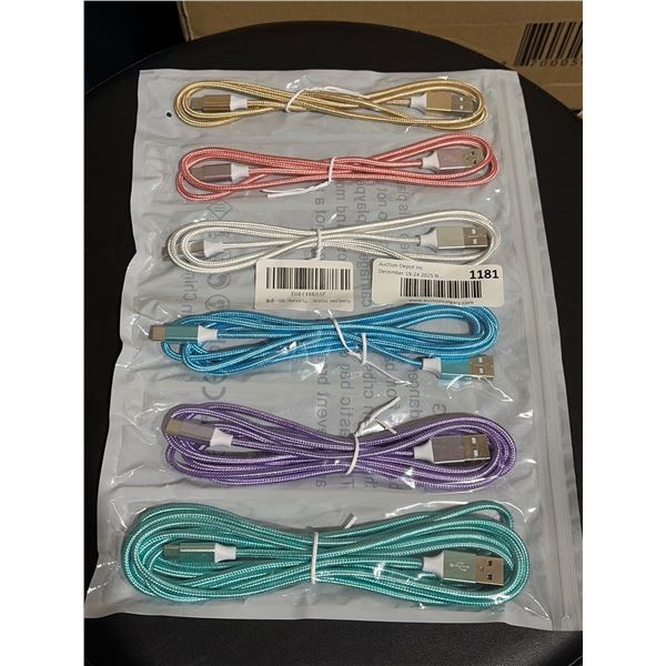 6 Pack USB Charging Cables – Various Colors