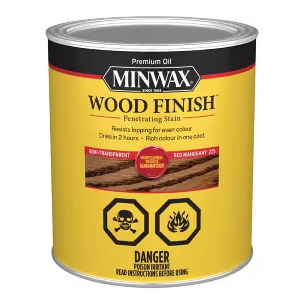 Lot of 4 – Minwax Premium Oil Wood Finish Penetrating Stain, Red Mahogany 225, 946 mL