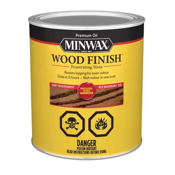 Lot of 4 – Minwax Premium Oil Wood Finish Penetrating Stain, Red Mahogany 225, 946 mL