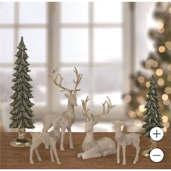 Deer Family with Trees – 6 Pcs
