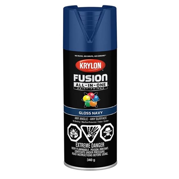 Lot of 6 – Krylon Fusion All-in-One Aerosol Paint and Primer – Gloss Navy Blue [x=
