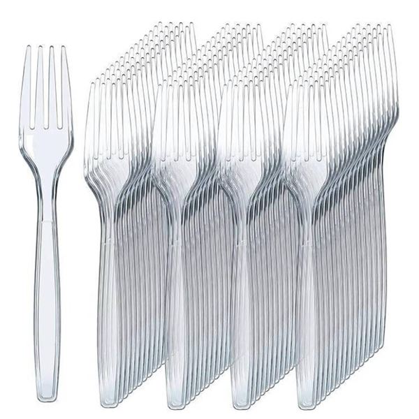 Prestee 300 Clear Plastic Forks – Heavy Duty Utensils – Disposable Forks [x=#8211/